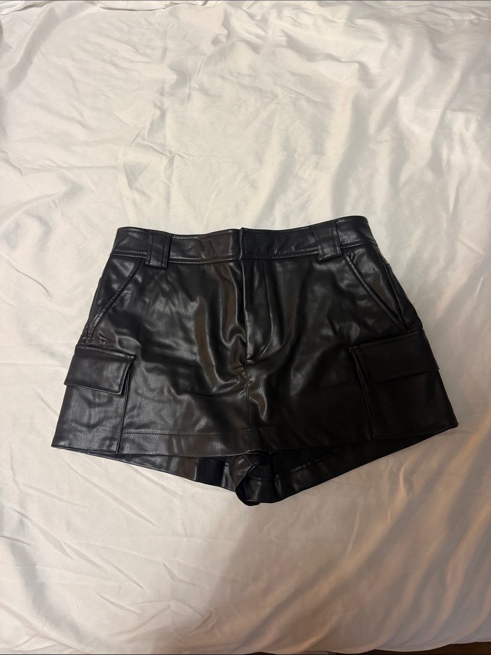 Zara Black Faux Leather Mini Skirt Shorts